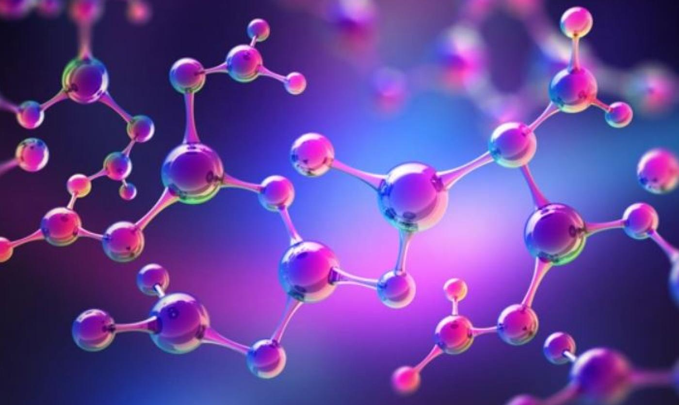 3D-illustratie van een molecuulmodel 3D-illustratie van een molecuulmodel