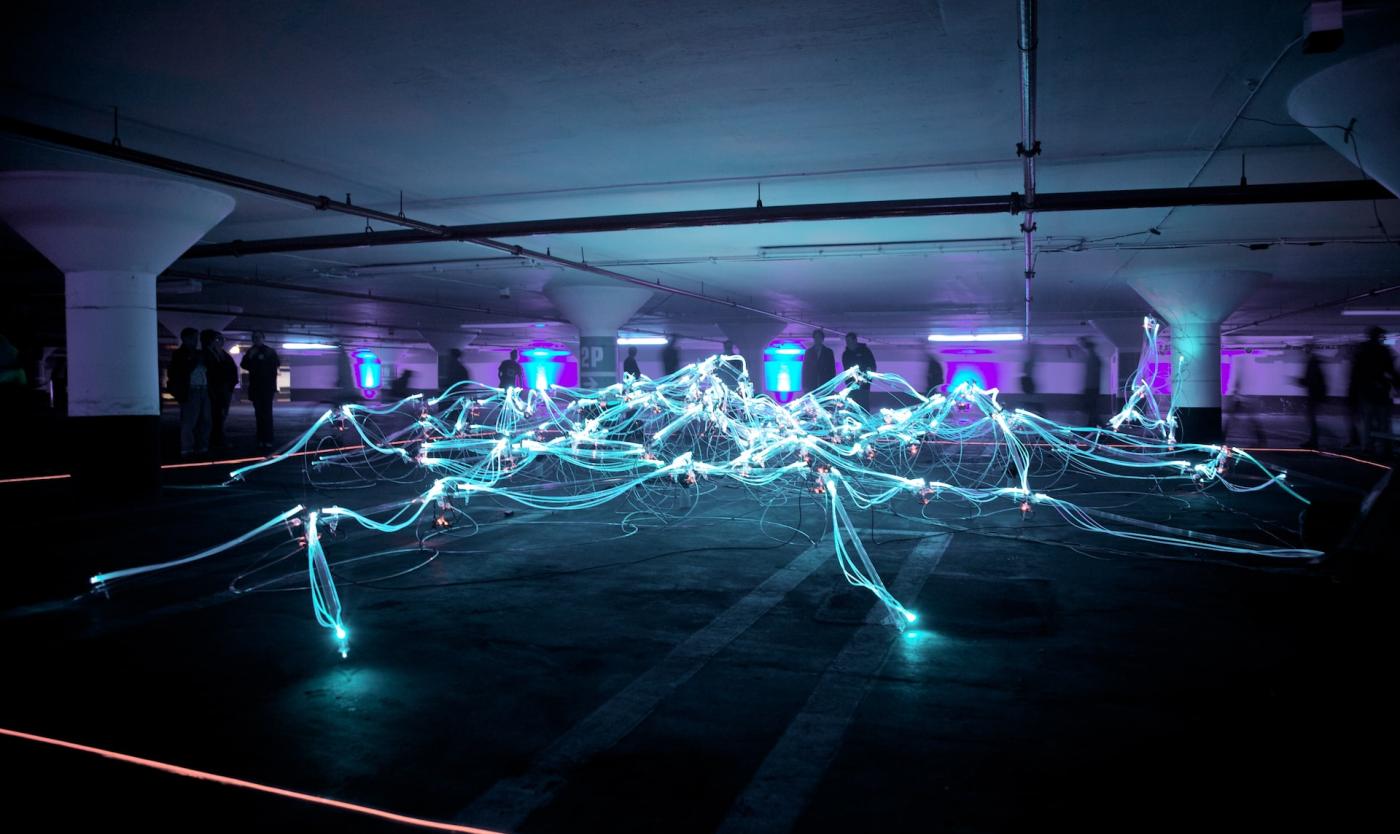 Lichtinstallatie Kunstwerk met neonlichten