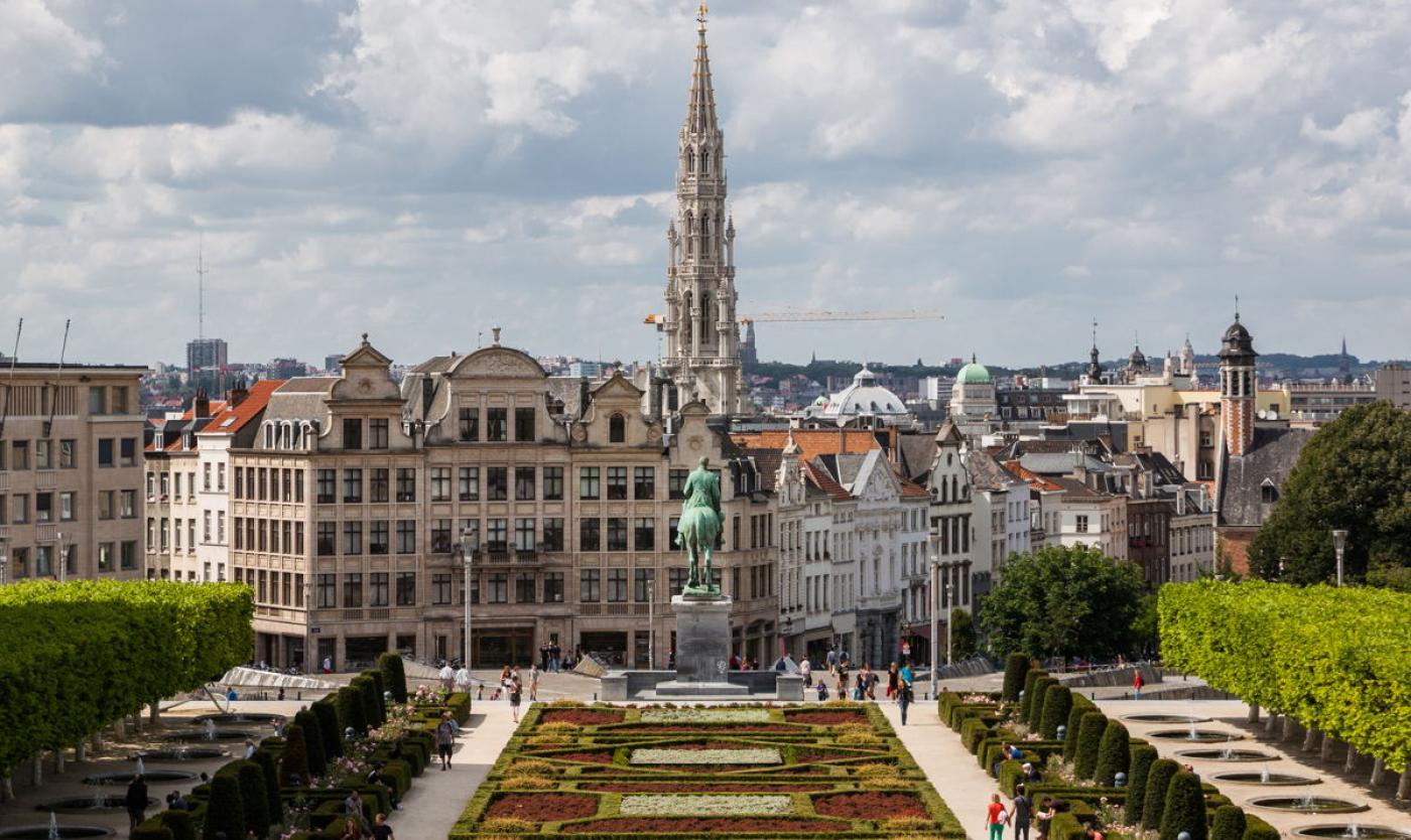 Stadsgezicht van Brussel vanaf de Kunstberg