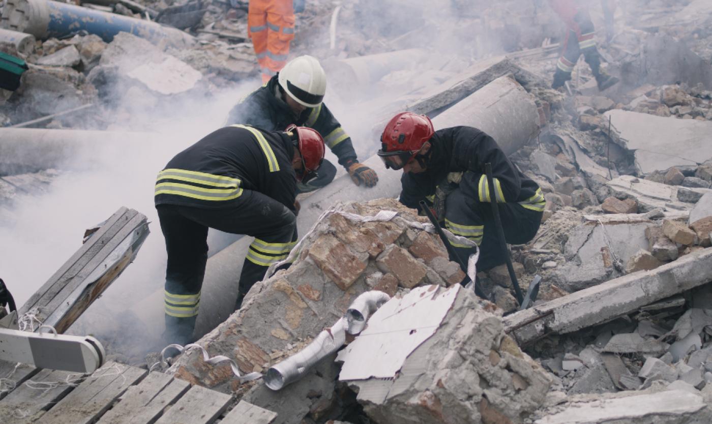 Firemen looking under debris after earthquake in Morocco earthquake devastation Morocco