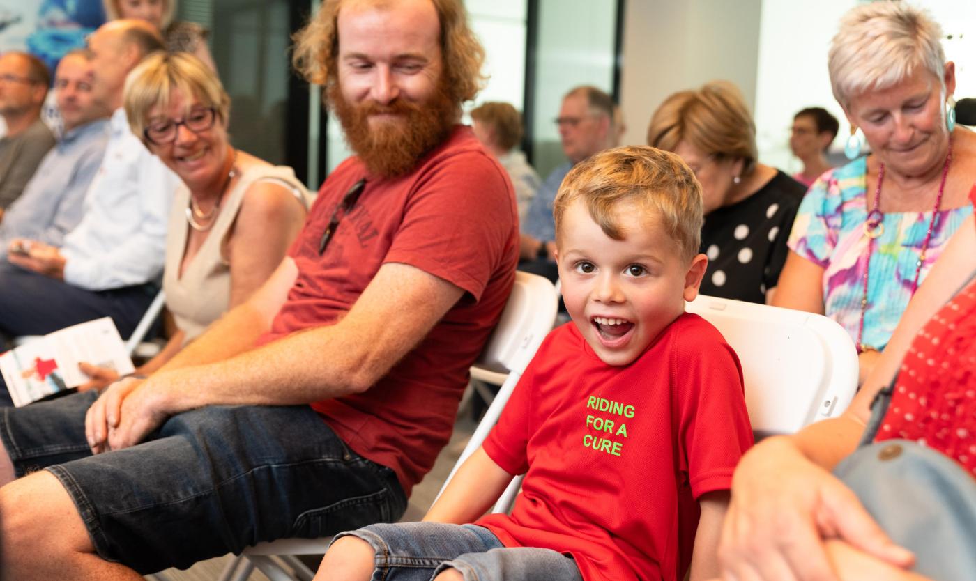 Duchenne patiënt Stan op het lanceringsevent van het fonds Duchenne patiënt Stan op het lanceringsevent van het fonds