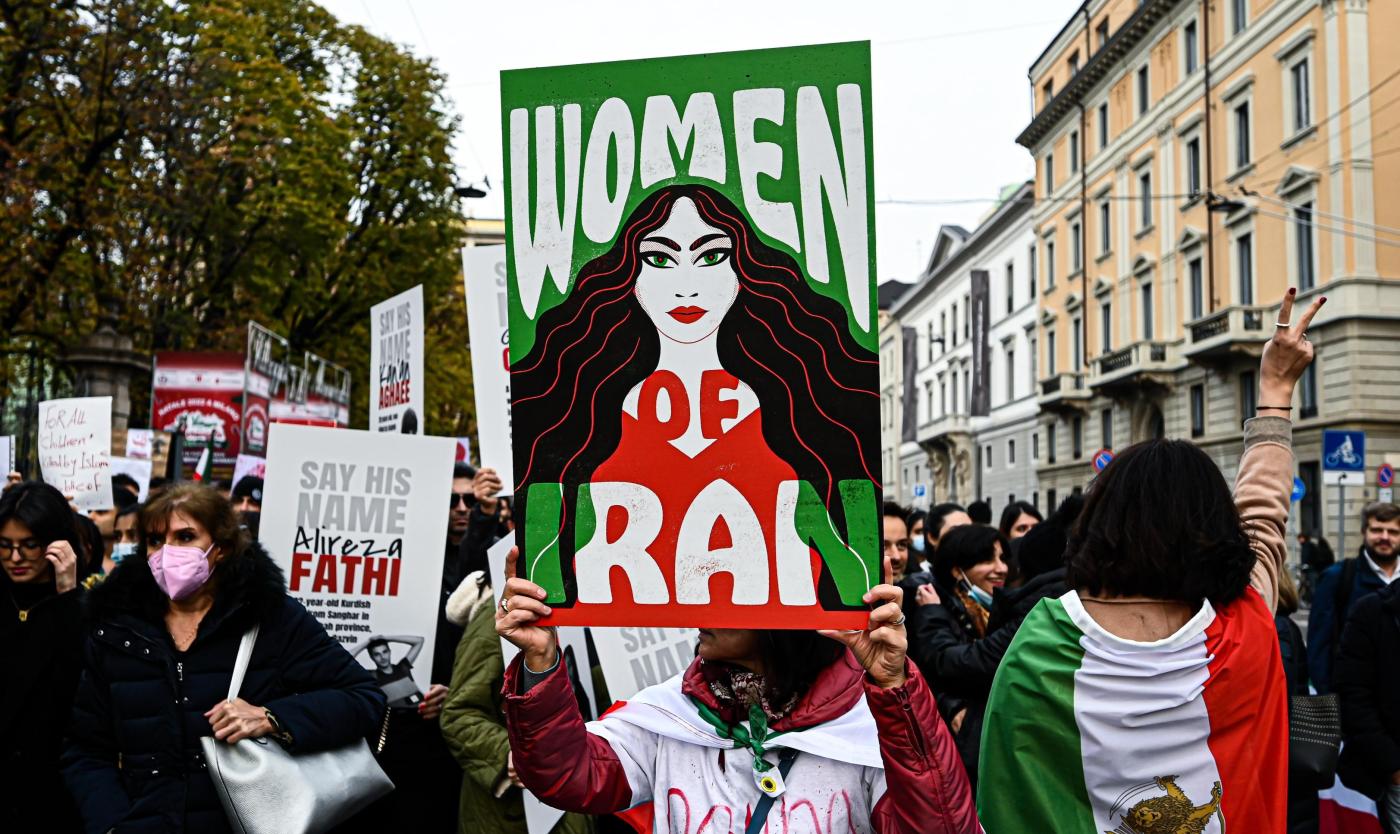 Protest in Milaan voor Iran