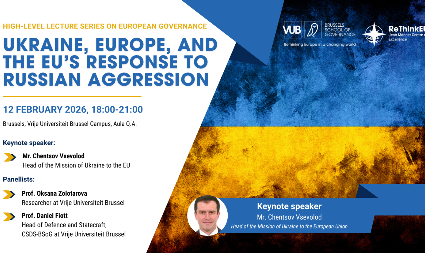 Banner with title, info and picture about an event re Ukraine, Europe and Russian aggression