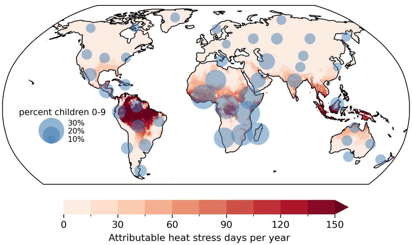 Figure 1_Global map without caption_Children exposed to climate change-driven heat stress_EMBARGOED 20260826.jpg