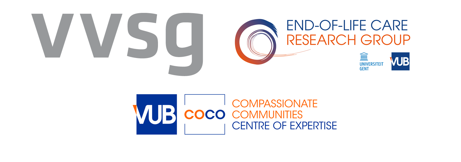 Logo's organisatie Logo's VVSG, End-of-Life Care Research Group VUB & UGent, COCO