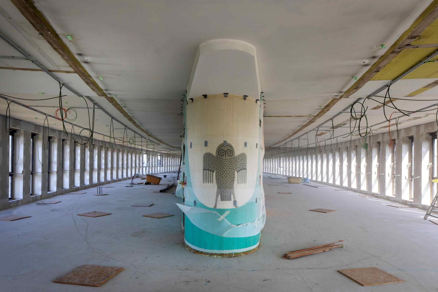 De vijfde verdieping van het Braemgebouw tijdens de renovatiewerken