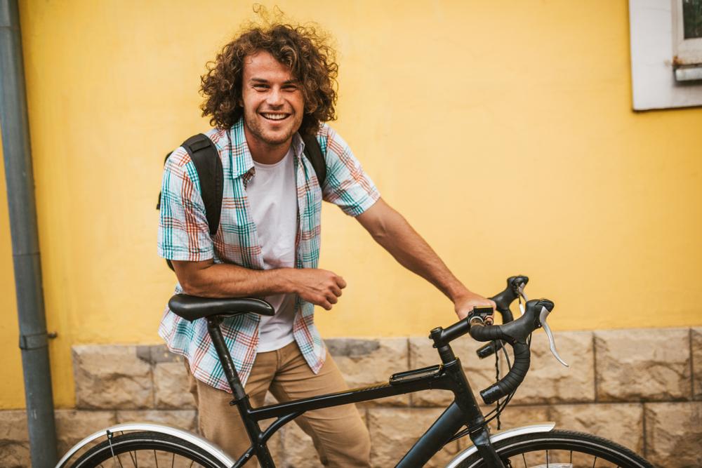Student op fiets Student op fiets