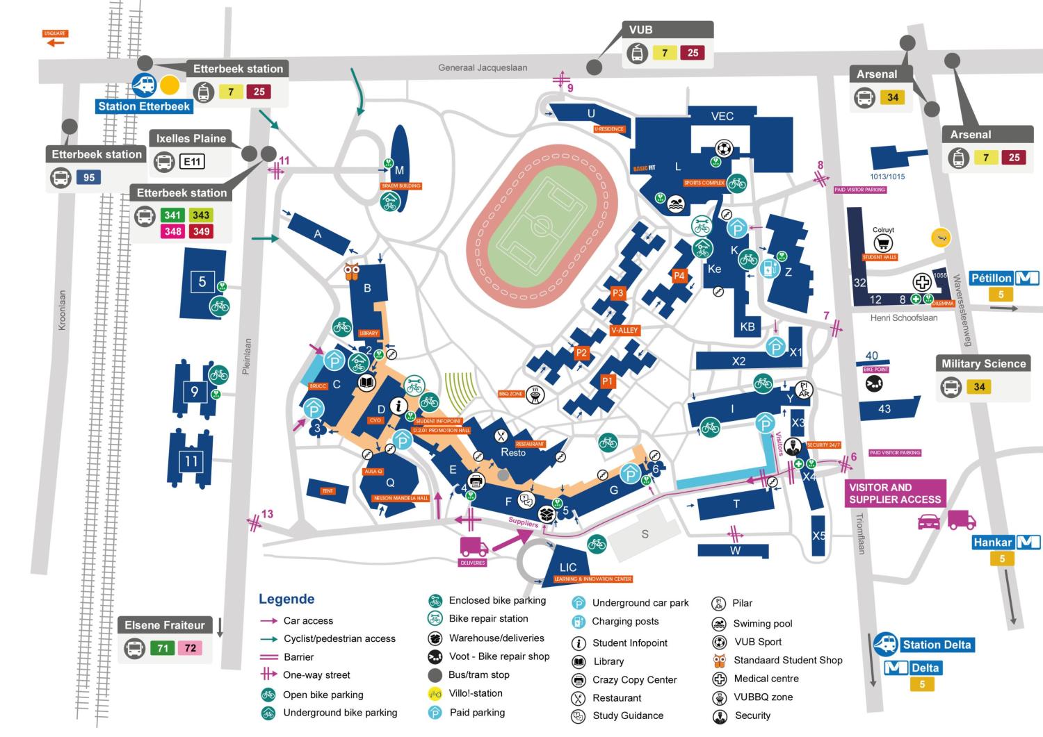 Etterbeek VUB campus plan english