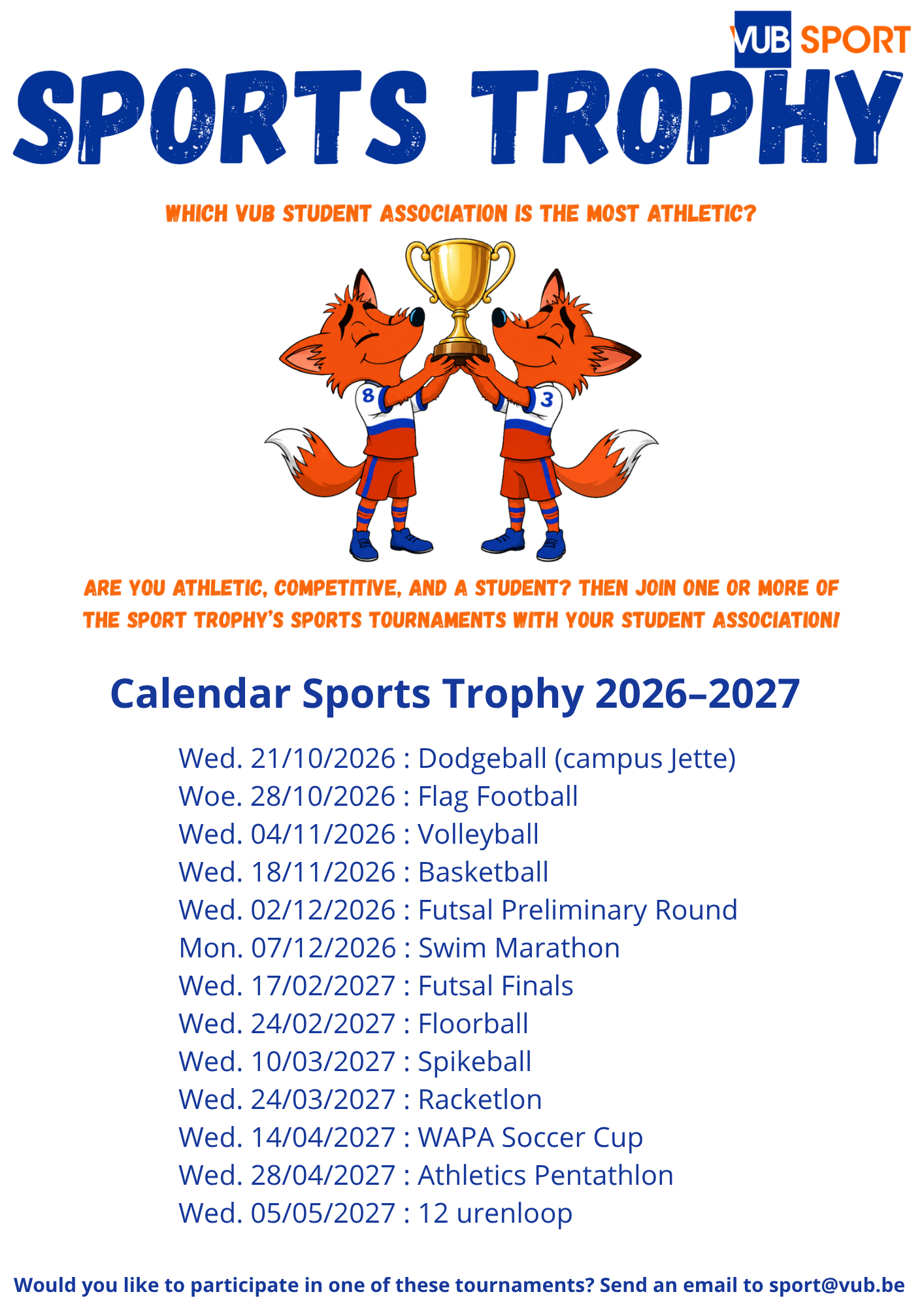Calendar Sports Trophy 2026-2027
