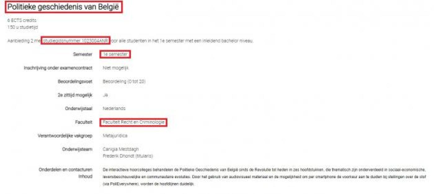 Creditcontract en examencontract Info ECTS fiche Creditcontract en examencontract Info ECTS fiche