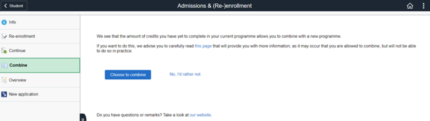 Combined enrolment step 1 Combined enrolment step 1