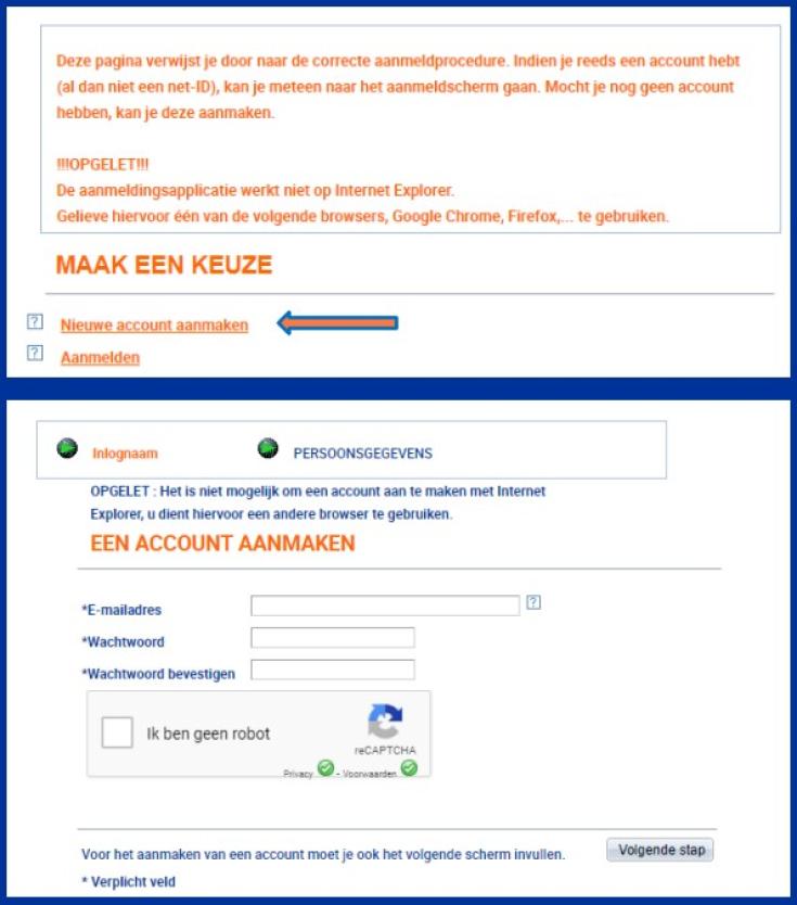 Nieuw account aanmaken Nieuw account aanmaken