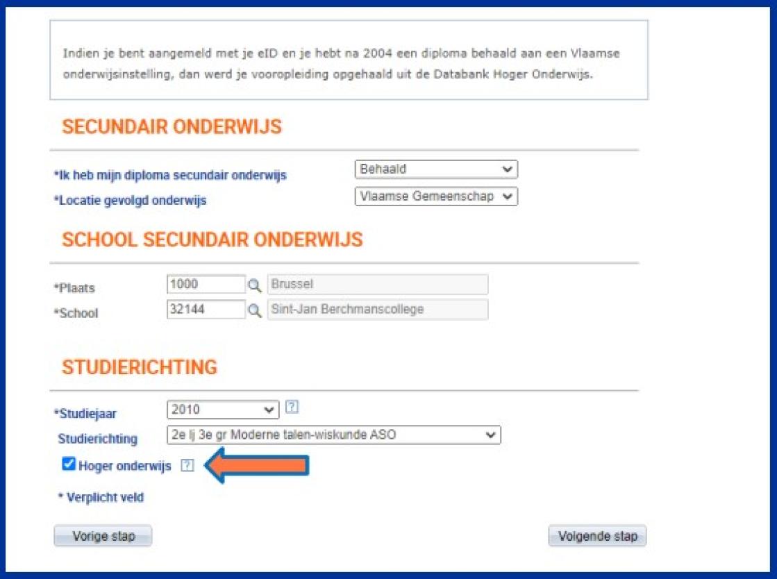 Vorige opleiding Vorige opleiding