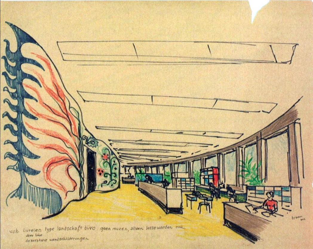 Voorstelling inrichting open landschapskantoor door Renaat Braem (Foto: Felixarchief)