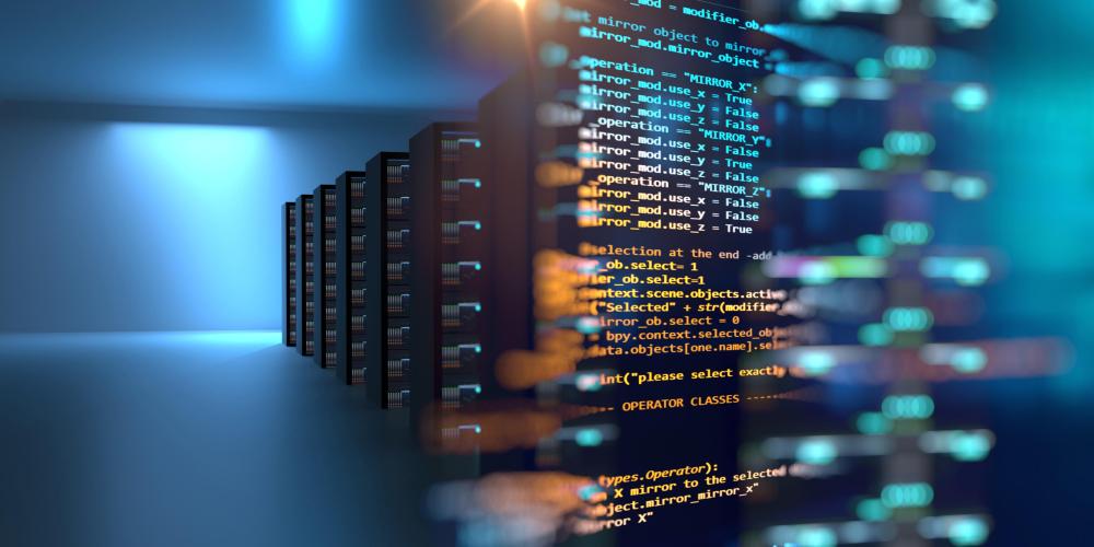 2022_Server room 3d illustratie met node_Base programmering data design element_S_1024337071 2022_Server room 3d illustratie met node_Base programmering data design element_S_1024337071