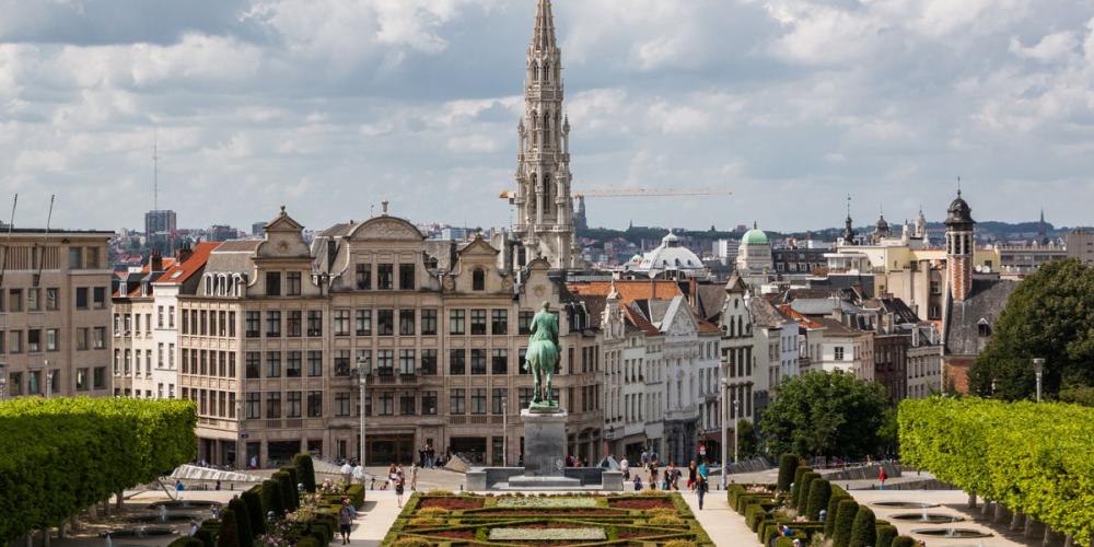 Brussel Stadsgezicht van Brussel vanaf de Kunstberg