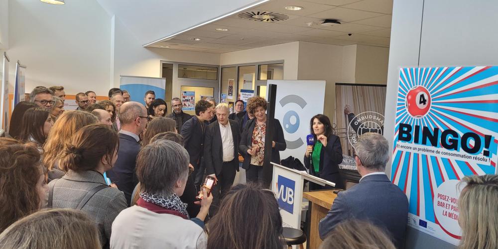 Opening Week van de consument aan de VUB met Jan Danckaert, Petra De Sutter en Alexia Bertrand Opening Week van de consument aan de VUB met Jan Danckaert, Petra De Sutter en Alexia Bertrand
