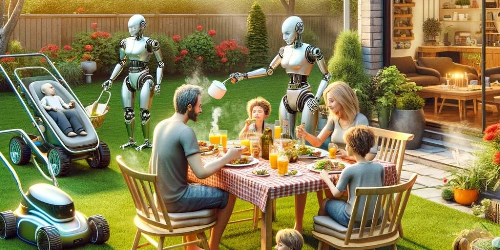 Foto van een gezin door artificiële intelligentie gemaakt Foto van een gezin door artificiële intelligentie gemaakt
