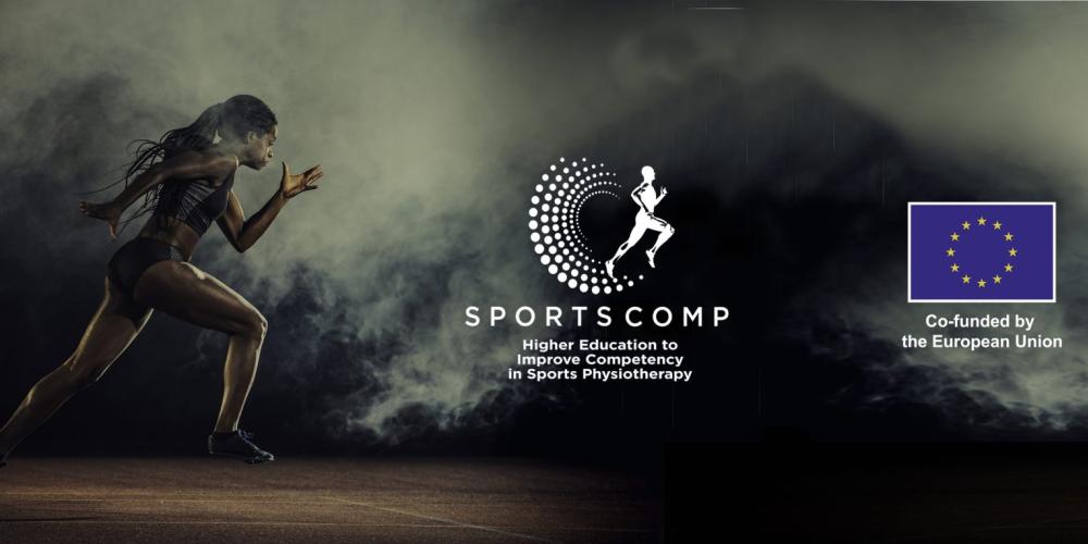 SportsComp project Running athlete with EU projects logo