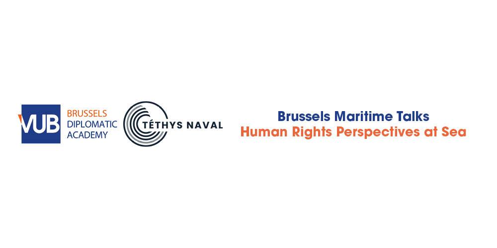 Event header Header with BDA and Thethys Naval logos and text saying Brussels Maritime Talks: Human Rights Perspectives at Sea