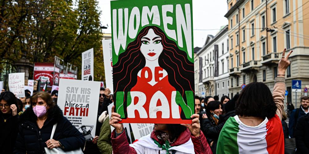 Protest in Milaan voor Iran